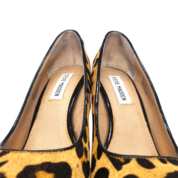 Steve Madden Shoes Womens 7 Brown Black Cheetah Leather Pony Hair Block Heels - Picture 5 of 11